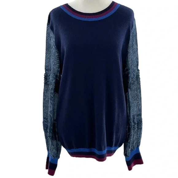 Conditions apply Anthropologie Bedford sweater M blue python cashmere Blend - Picture 14 of 14